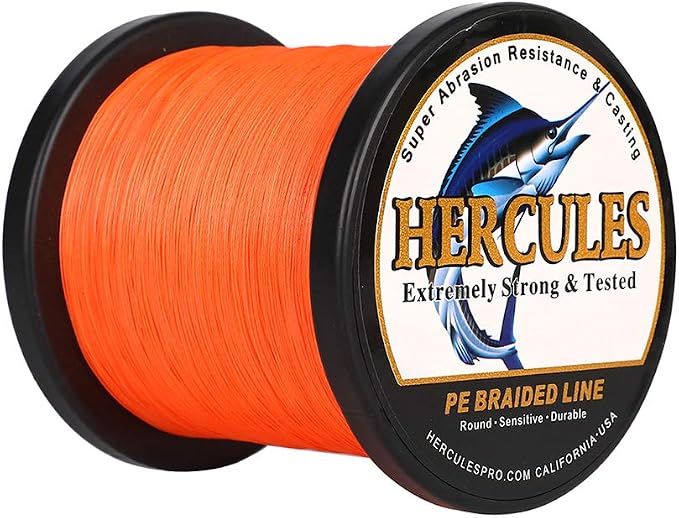 HERCULES Cost-Effective Super Strong 4 Strands Braided Fishing Line 6LB to 100LB Test for Salt-Water, 109/328 / 547/1094 Yards (100M / 300M / 500M / 1000M), Diam# 0.08MM - 0.55MM, Hi-Grade