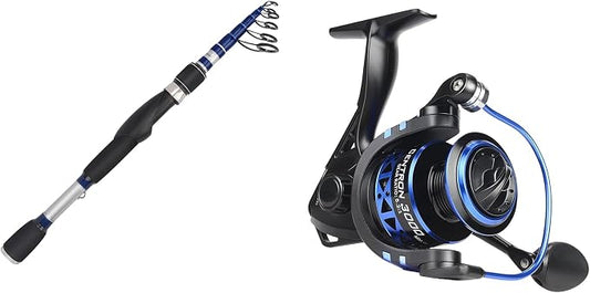 KastKing Compass Telescopic Fishing Rods, Spinning Rod,7ft - Medium Heavy - Moderate Fast & KastKing Centron Spinning Reel, Size 500 Fishing Reel
