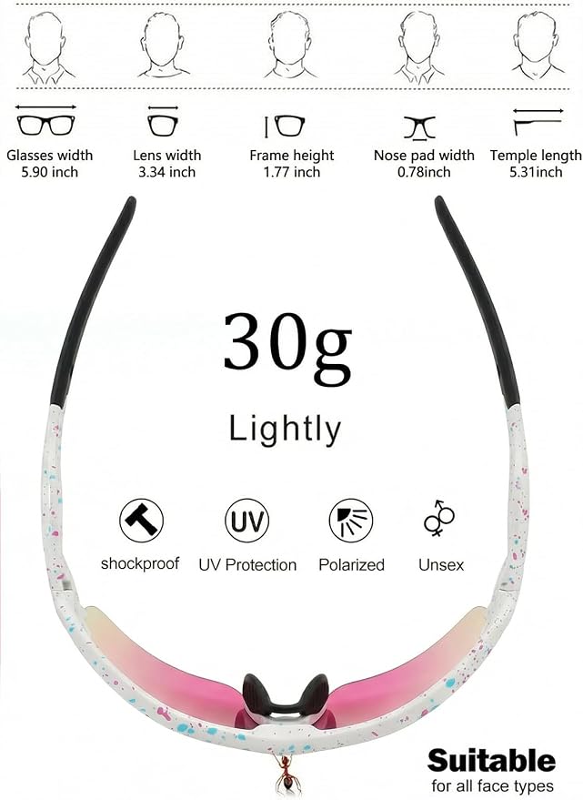 BangLong Polarized Cycling Sunglasses for Men Women, 26g Sports Sunglasses with 5 Lenses for Running Fishing Baseball Driving
