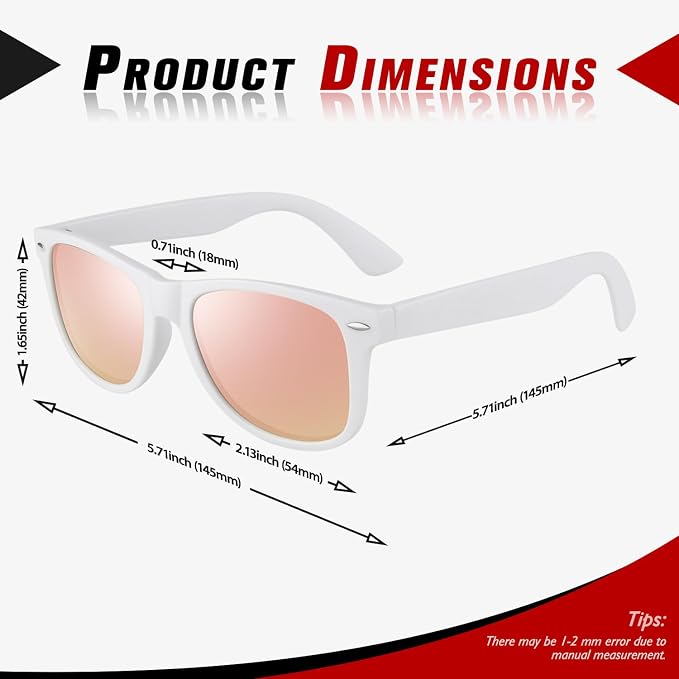 Sunier Polarized Sunglasses for Men and Women, Retro Square Matte Finish UV400 Protection Shades for Driving, Fishing