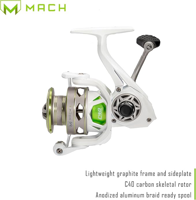Lew's MACH 1 Spinning Fishing Reel, 9+1 Bearings, Graphite Frame, Speed Gears, Speed Lube, Multi-Disc Drag