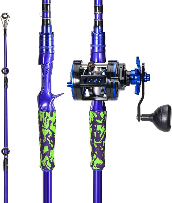 Sougayilang Inshore Saltwater Fishing Rods Combo, 7-Foot Spinning Rods and Casting Rods with Spinning/Trolling Reel
