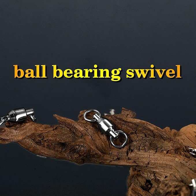 AMYSPORTS Barrel Ball Bearing Swivel Saltwater Rolling Fishing Swivels Stainless Steel High Strength Connector Bearings Solid Welded Rings Black Nickel