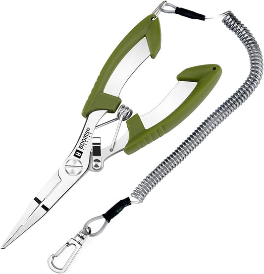 Booms Fishing H01 Small Fishing Pliers Scissors Braid Cutters Stainless Steel Fishing Tools Split Ring Pliers Hook Remover