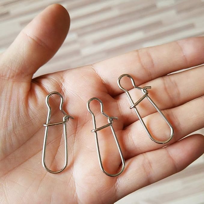 100-200pcs Fishing Duo-Lock Snap, Hooked Snap Size 000#-8# 7LB-210LB Freshwater Saltwater Stainless Solid Wires Quick Change Safe Lock