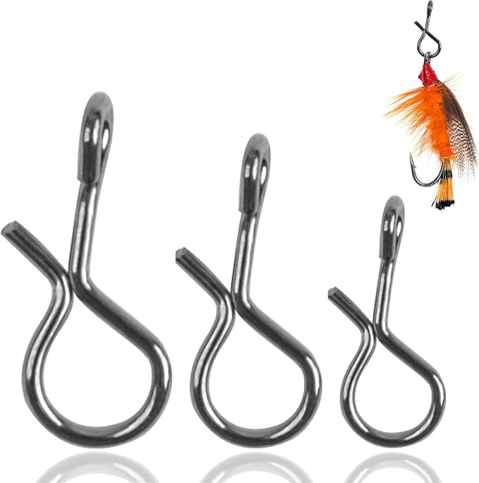 150pcs Fly Fishing Snaps, Stainless Steel Quick Lure Change Snaps No Knot Fast Clips Lure Connector Tackle for Fly Fishing Flies Mixed 3 Sizes