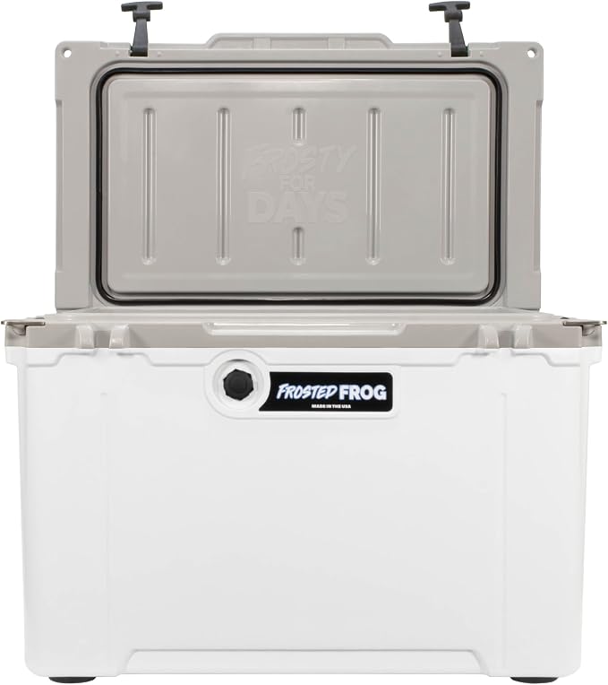 Frosted Frog 54 Qt Hard Cooler, Lightweight Made in USA Insulated Ice Chest | 30% lighter than rotomolded coolers; 54-quart hardside for camping, fishing, boating, beach, BBQ, tailgating & drinks