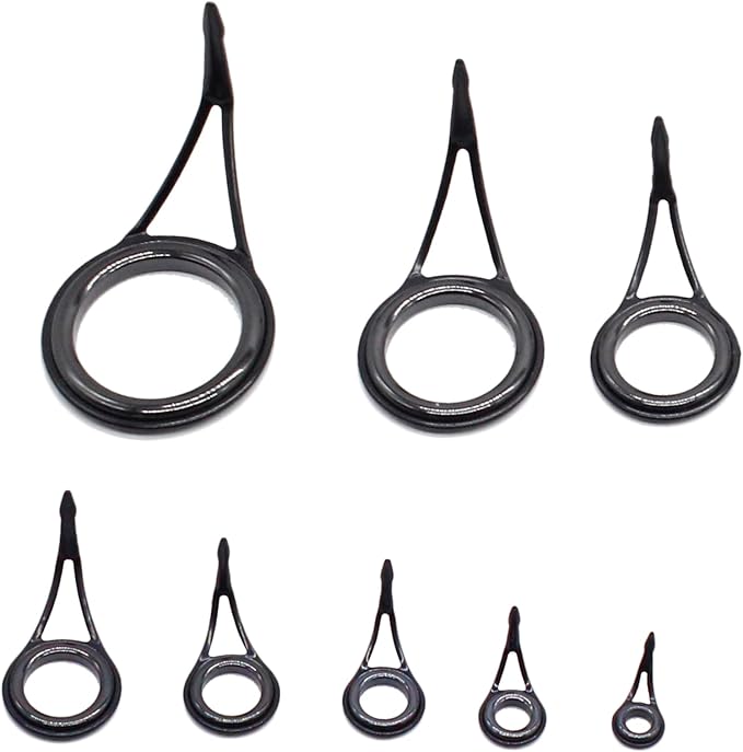8pcs Fishing Rod Guides Sets Tip Repair Kit Pole Repair Kit Set Fishing Accessories Spinning Rod Guides Tip Ceramic Guide Steel Ceramic Ring Fishing Rod Guides Tips 6#-30#