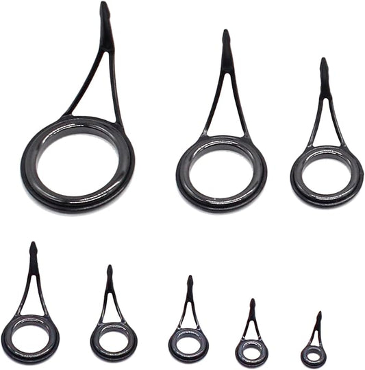 8pcs Fishing Rod Guides Sets Tip Repair Kit Pole Repair Kit Set Fishing Accessories Spinning Rod Guides Tip Ceramic Guide Steel Ceramic Ring Fishing Rod Guides Tips 6#-30#