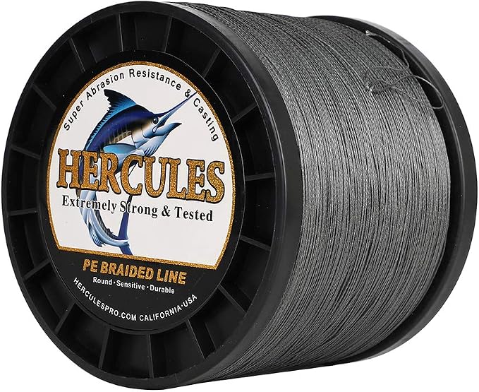 HERCULES Cost-Effective Super Cast 8 Strands Braided Fishing Line 10LB to 300LB Test for Salt-Water,109/328/547/1094 Yards(100M/300M/500M/1000M),Diam.#0.12MM-1.2MM,Hi-Grade Performance,Variety Colors