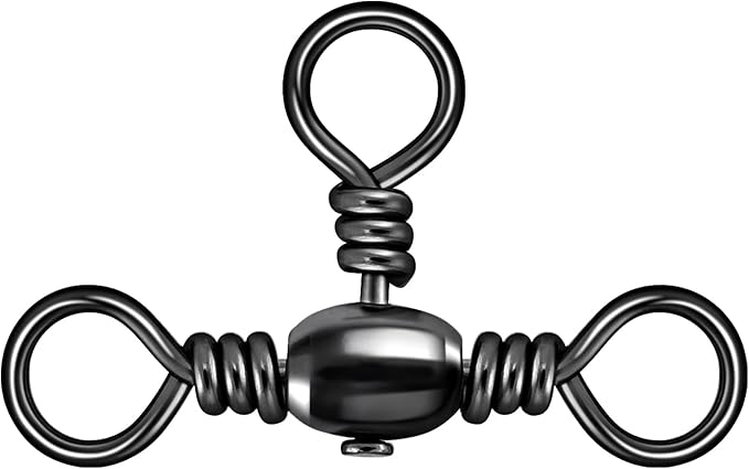 Alwonder 50-Pack 3 Way Swivels Fishing Tackle High Strength Stainless Steel Barrel Swivels 35-175LB Three Way Swivel for Saltwater Freshwater Catfish Rigs Surf Fishing Rigs