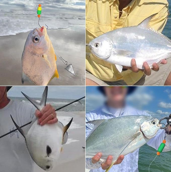 Pompano-Rigs-for-Surf-Fishing-Saltwater-Gear with Double Circle & Wide Gap Hook-6-Pack Surf Fishing Tackle