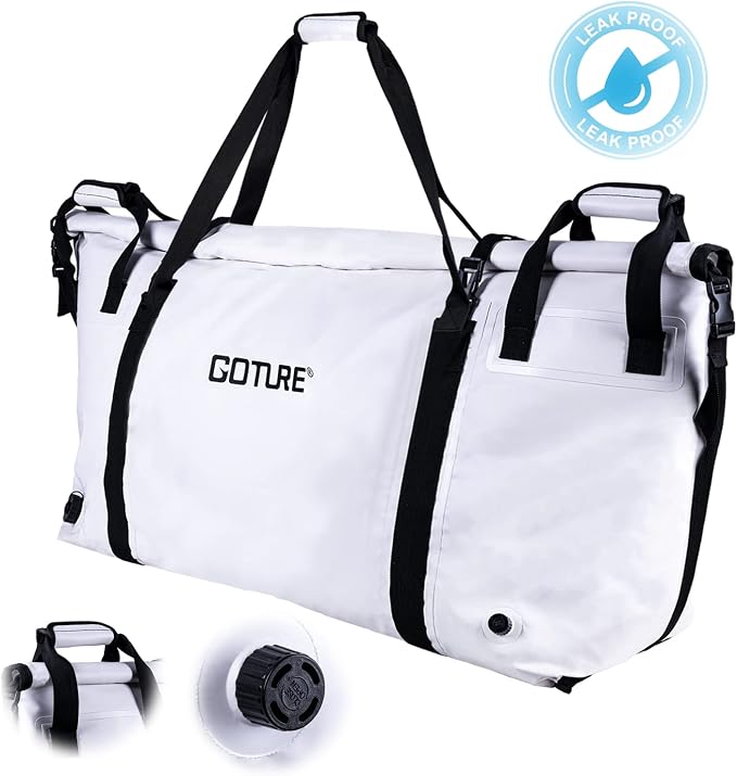 Goture Insulated Fish Cooler Bag,Travel Insulated Cooler Bag,Monster Leakproof Fish Kill Bag, Portable Small/Medium/Large Cooler Bag for Outdoor Travel Camp Beach Picnic with Drain Plug