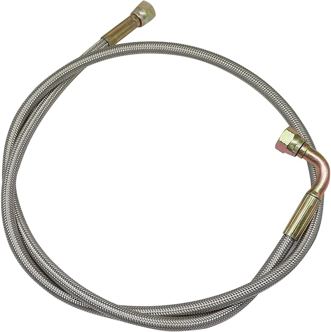 GXARTS 48" Billet Steel Braided Turbo Oil Feed Line Remote Turbocharger 551871 Length 4AN 90 Degree Straight Hose PTFE Line and Hose End Pressure