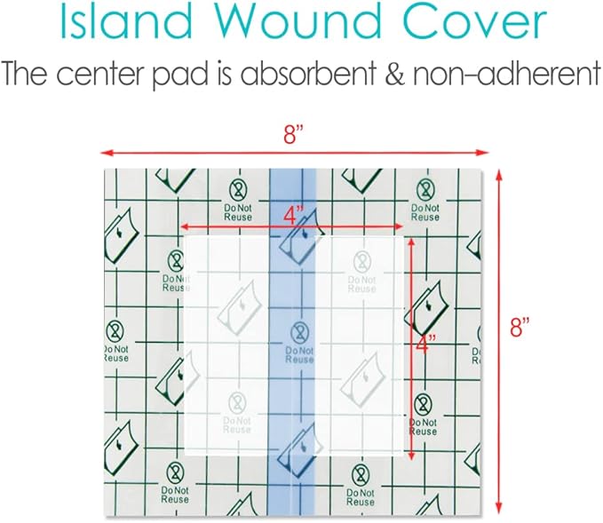 Waterproof Shower Cover Shields, Non-Stick Center Pad for Dialysis Port Picc Line Chest Catheter PD Peritoneal Dialysis Chemo Feeding Tube Peg G-Tube Patient Bandage Protector, 8"x8"(Pack of 25)