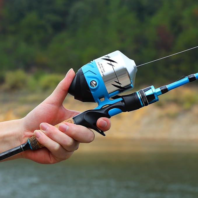 Sougayilang Spincast Fishing Reel,High Speed 3.9:1 Gear Ratio,Trouble-Free Push-Button Bait Casting Design and Reversible Handle for Left/Right Retrieve,Pre-Spooled with Monofilament Line