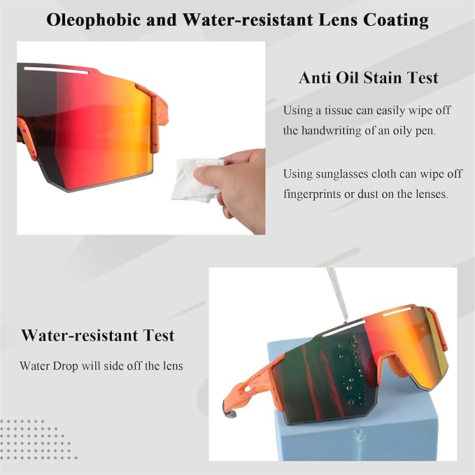 Ukoly Cycling Sunglasses for Men Women with 3 Interchangeable Lenses, Polarized Sports Sunglasses, Baseball Sunglasses