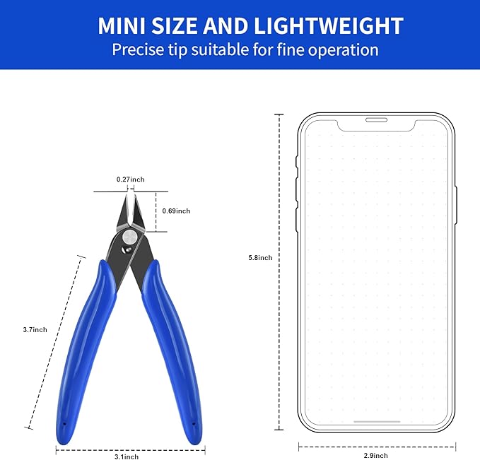 5 Inch Micro Flush Cutter, 2 Pack Small Wire Cutters Spring Loaded Cutting Pliers, Wire Cutters for Jewelry Making, Soft Copper Wire, Floral, Electronics, Model Craft, Heating Wire, 3D Print