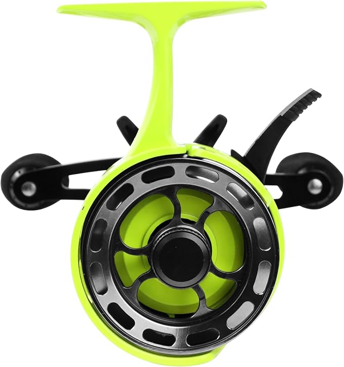 Ice Fishing Reels 3.2:1 Gear Ratio Ultra Smooth 3+1Ball Bearings Strength CNC-machined Aluminum Inline Ice Fishing Reel with Left/Right Hand Retrieve
