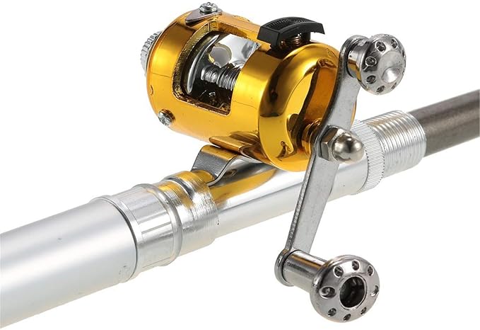 Jatzde Mini Portable Pocket Fish Rod Pen Aluminum Alloy Fishing Rod Pole Reel Combos…