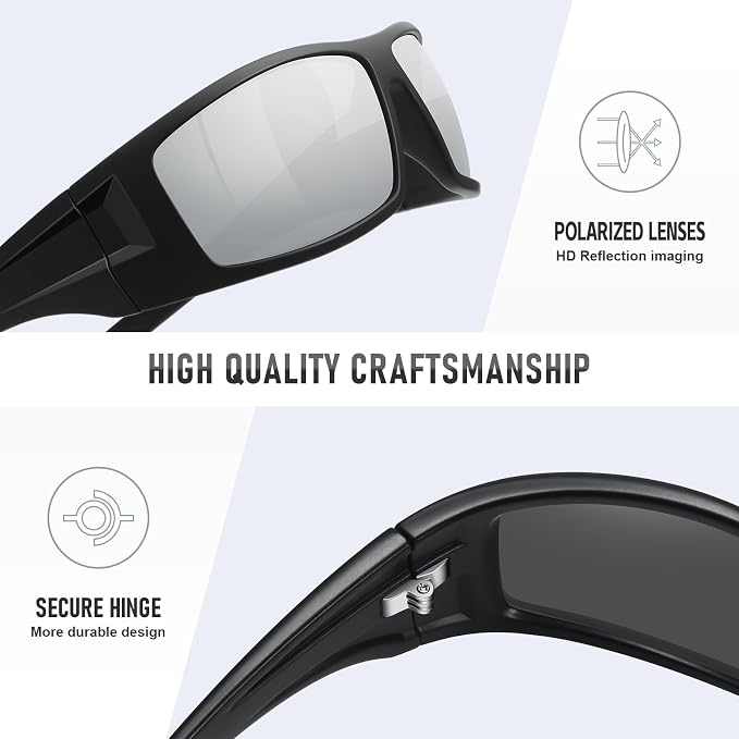 Polarized Sports Sunglasses for Men Women Unbreakable Frame Cycling Fishing Wrap Around Sunglasses UV400 Protection
