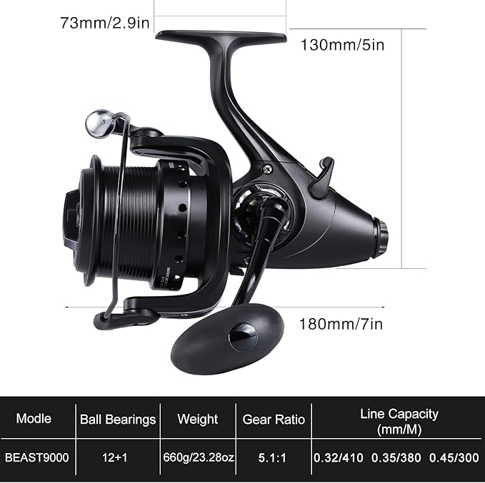 Sougayilang Spinning Fishing Reel 12+1BB Metal Body Smooth Carp Spinning Reels for Saltwater Freshwater Fishing