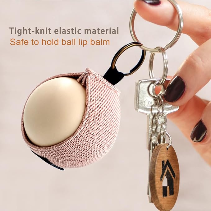 WK IEASON Lip Balm Holder Sleeve with Keychain Lipstick Sleeve Holder Tight-knit Elastic Holder for Ball Lip Balm Lipstick Holder Keychain (Dark blue/Green/Brown)