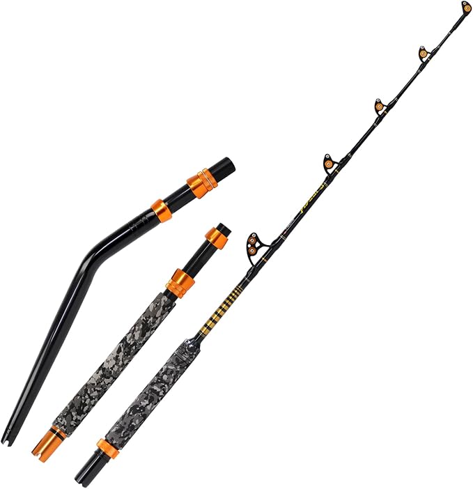 Fiblink 1-Piece Saltwater Offshore Trolling Rod 6-Feet Big Game Rod Conventional Boat Fishing Pole