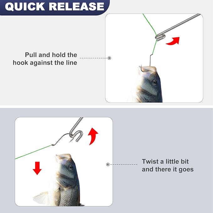 Booms Fishing Hook Remover Tool: 10.9" Stainless Steel Fish Dehooker Saltwater - Shark Hook Remover - Quick Release Fish Hooks Extractor with Towel & Lanyard - XW22 Fishing Tool Set for Angler
