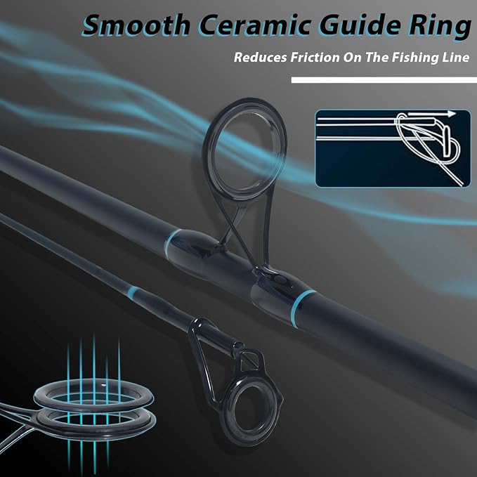 Surf Spinning Fishing Rod 9'/10'/11'/12', 3-Piece Carbon Fiber Saltwater Rod with 2 Tips, Lightweight High-Sensitivity Long-Cast Shore & Beach Casting Rod for Pier Surf Fishing