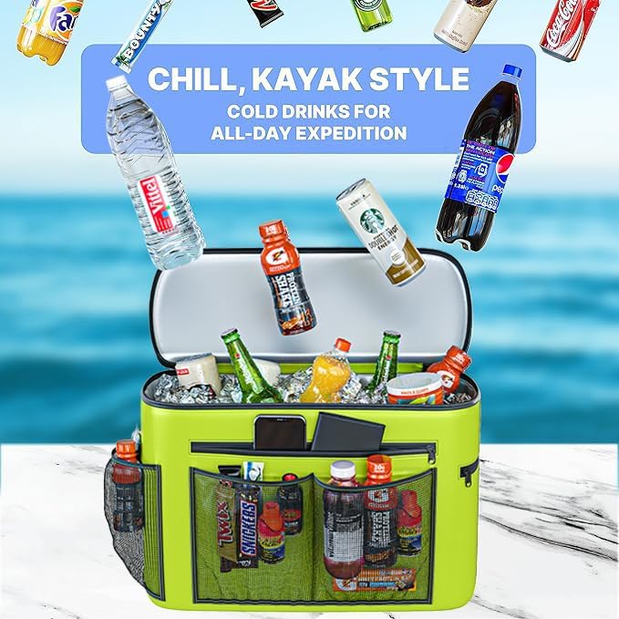 TidyFriend Kayak Cooler Behind Seat, Waterproof Cooler for Kayaking, Kayak Accessories Cooler Bag, Compatible with Lawn Chair Seat, Portable Ice Chest, Keeps Drinks Cold, Travel, Beach, Lunch