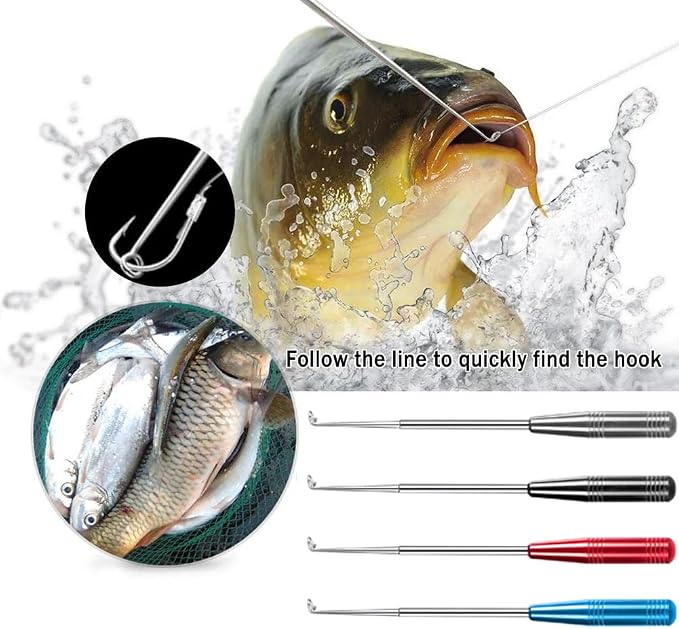 Fish Hook Remover Tool, Fishing Hook Quick Removal Descending Device, Fishing Gear Security Equipment Kits for Adult, Hook Extractor Accessories Detacher Tools with 4PCS Storage Tube