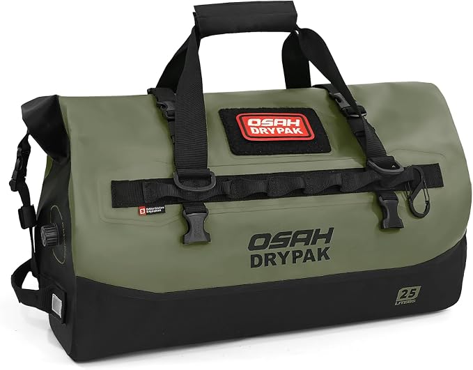 OSAH DRYPAK Waterproof Duffel Bag 25L/40L/60L – Heavy-Duty Motorcycle Tail Bag, Roll-Top Dry Bag for Travel, Camping, Boating, Kayaking, Outdoor Adventure