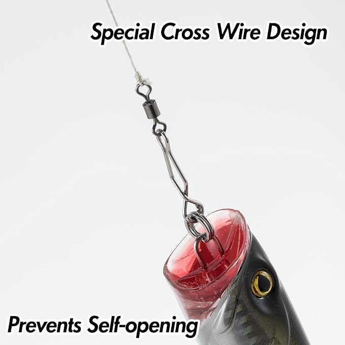 Dr.Fish 20 Pack Speed Clips Stainless Steel Fishing Clips Quick Change Lure Clips Fishing Snaps Freshwater Crankbait Snaps