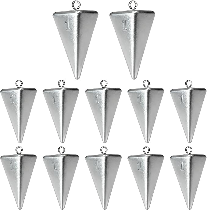 Fishing Weights Pyramid Sinkers Kit Bullet Fishing Weights Sinkers for Ocean Saltwater Surf Fishing Gear Tackle 1oz 2oz 3oz 4oz