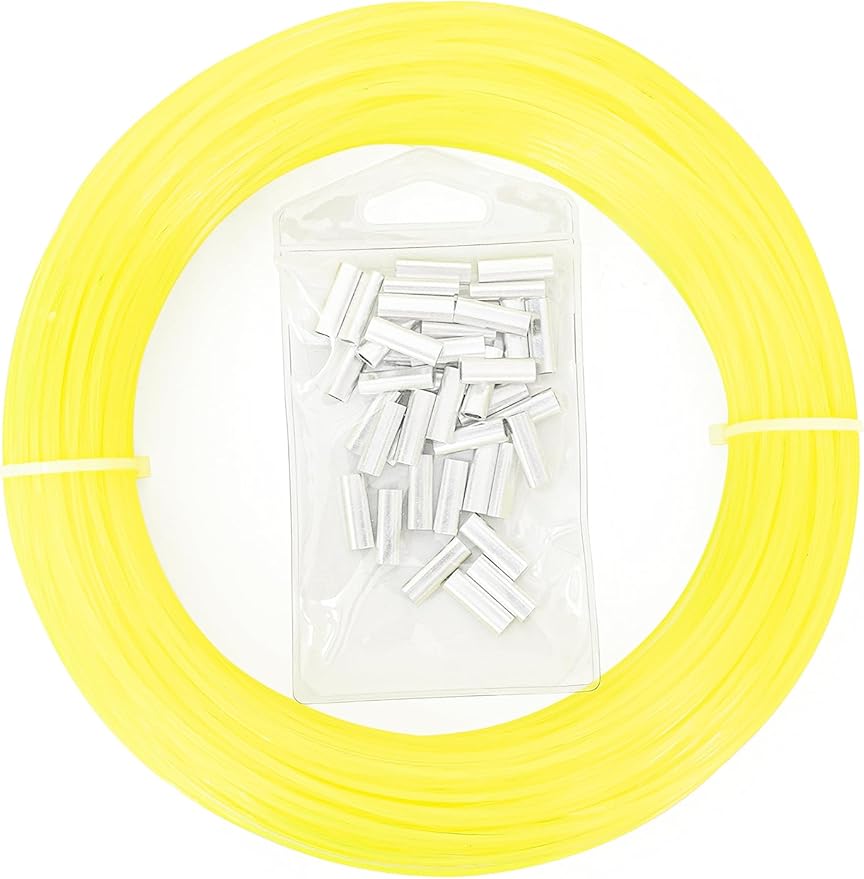 BLUEWING 50/100yd Outrigger Line Rigging Kit Mono with 20pcs/40pcs Aluminum Sleeve Crimps and 1.9mm 400LB Test Monofilament Fishing