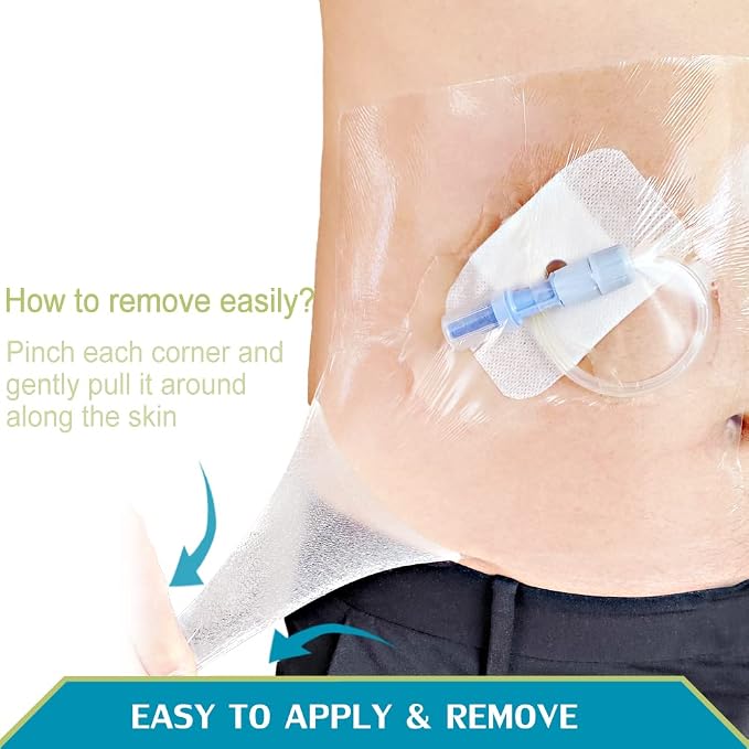 50 Pieces Waterproof Dialysis Port Shower Cover Shields PD Catheter Shower Protector Peritoneal Dialysis Accessories Peg Feeding Tube Supplies Chest Central Line (8 x 8 Inch)