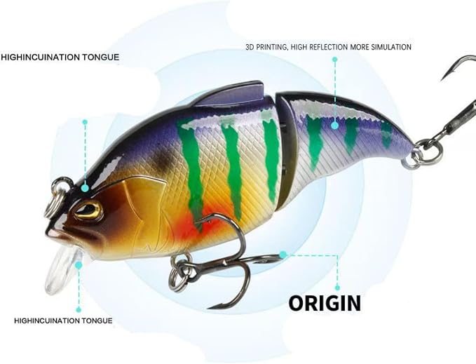 5 Pack Glide Bait Set for Bass Topwater Fishing Lures with Square Bill Crankbait Surface Hard Lure Jointed Swimbait Hooks for Freshwater Saltwater Trout Walleye Pike