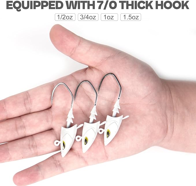Saltwater Jig Head, Fish Eye Swimbait Jighead for Fishing Inshore/Offshore 1/2 3/4 1 1.5oz with 7/0 Hooks for Redfish, Stripper, Seabass etc.