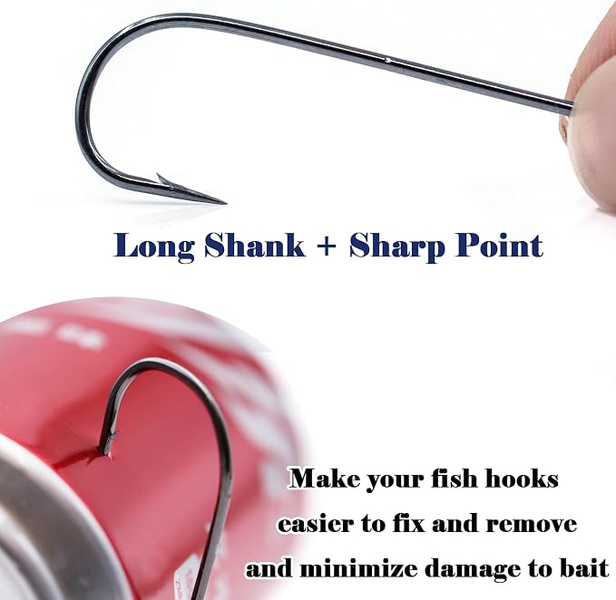 Aberdeen Fishing Hooks Set,150Pcs Crappie Panfish Hook Inline/Long Shank/Light Wire/Closed Eye for Sunfish Bass Freshwater