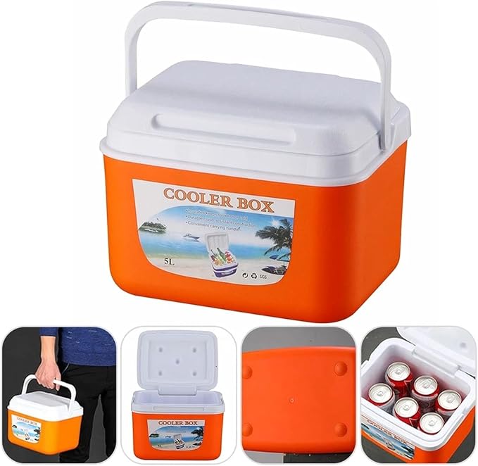 Large 5L Insulated Cooler Box Portable Ice Box for Travel Camping Picnic Fish, Insulated Cooler Box Hard Case Keeps Food Freshness and Drink Cool