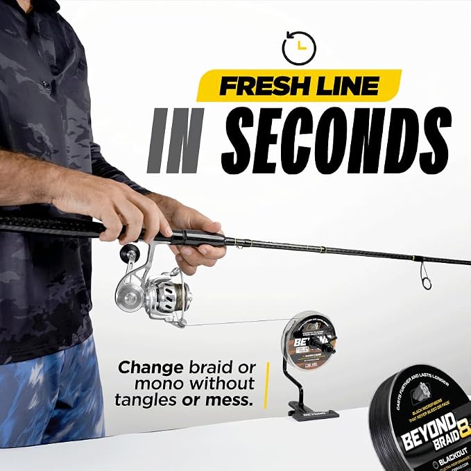 Beyond Braid EZ Fishing Line Spooler – Portable Table Mounted Reel Spooler for Spinning & Baitcasting Reels – Adjustable to Fit Multiple Size Spools of Fishing Line