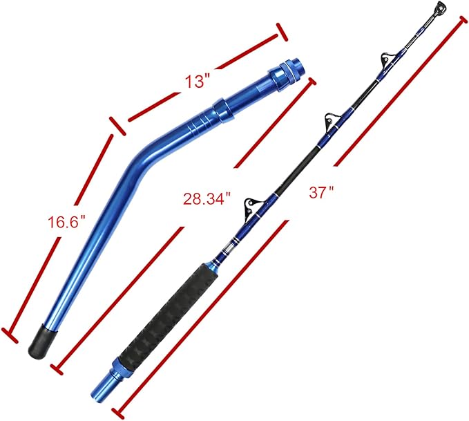 Fiblink 2-Piece Saltwater Offshore Heavy Bent/Straight Butt Trolling Rod Fishing Roller Rod Conventional Boat Deep Sea Fishing Pole (5'1"/5'6"/6'/6'6",30-50lb/50-80lb/80-120lb)