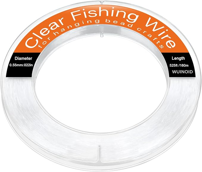 Clear Fishing Line Wire 755 ft, Invisible Monofilament Fishing Line Wire, Nylon String for Hanging Balloons Garland Crafts Picture Decorations, Clear String Threads Cords WUINOID