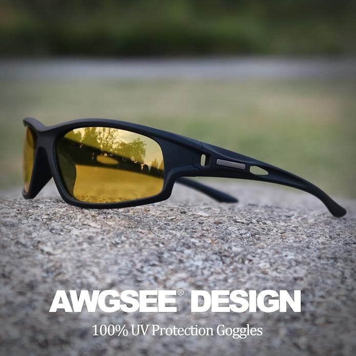 Polarized Sports Sunglasses for Men 100% UV Protection Wrap Around Unbreakable Sun Glasses for Fishing Driving