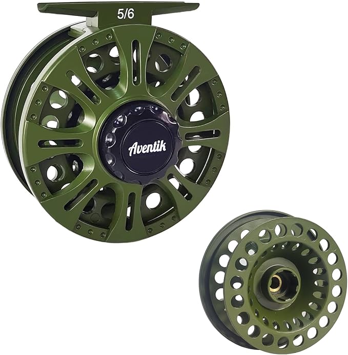 Aventik HVCE Graphite Fly Reel Center Drag System Classic III Graphite 3/4, 5/6, 7/8wt Large Arbor Freshwater Fly Fishing Reels