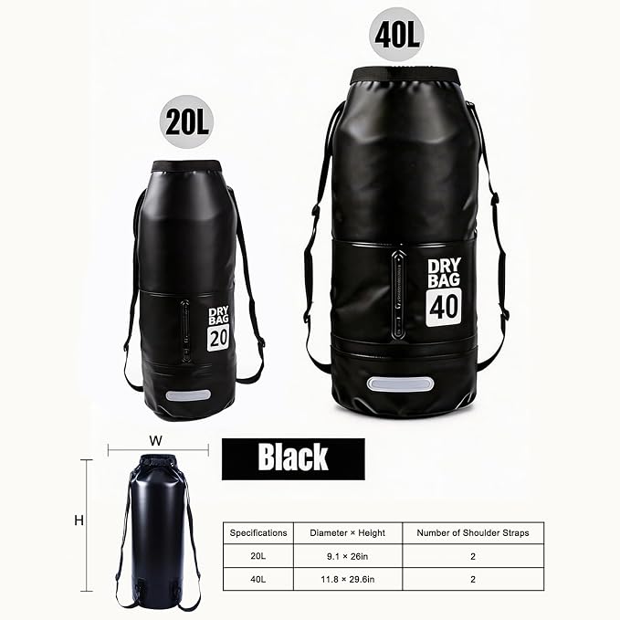 20L Waterproof Dry Bag - Floating Heavy Duty PVC Dry Sack - for Boating, Fishing & Beach - Backpack Style Waterproof Bag for Men & Women