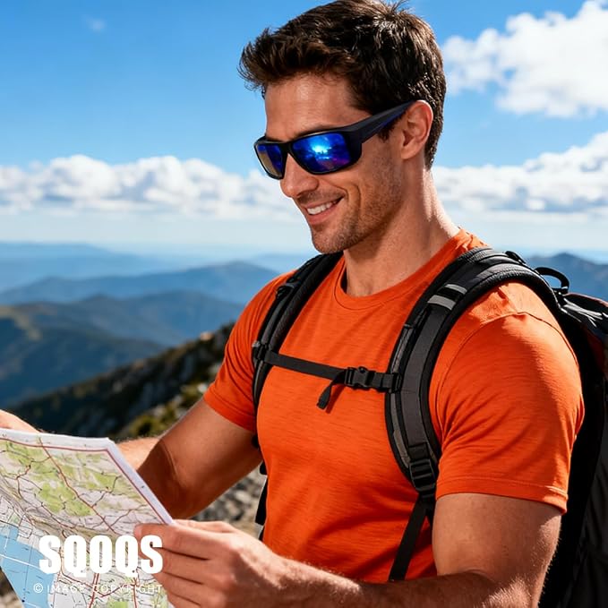 3Pack Polarized Sports Sunglasses for Men, Wrap Around Frame UV400 Goggles Sun Glasses for Cycling Fishing Driving