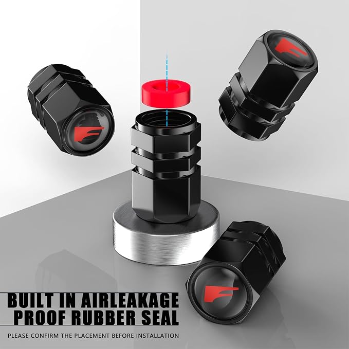 Aluminum 4pcs Tire Valve Cap Cover Set Compatible with F Sport Tire Valve Stem caps for F Sport LINE Car Accessories Decor. (Black-for-F)