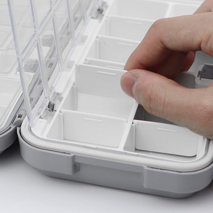 small tackle box, mini waterproof fishing tackle box organizer, double sided organizer travel box(L Black)